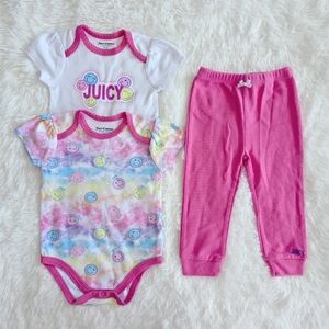 Juicy Couture Girls 3pc Onesies & Sweatpants